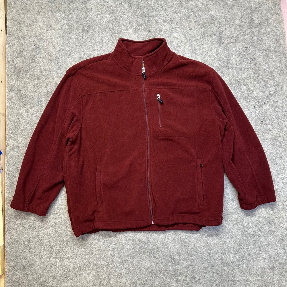 The Foundry Supply Co Fleece Jacket Mens 3XL Maroon Full Zip Pockets Bungee Hem